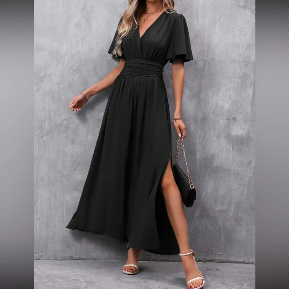 Boho butterfly sleeve slit thigh maxi dress - Picture 9 of 14